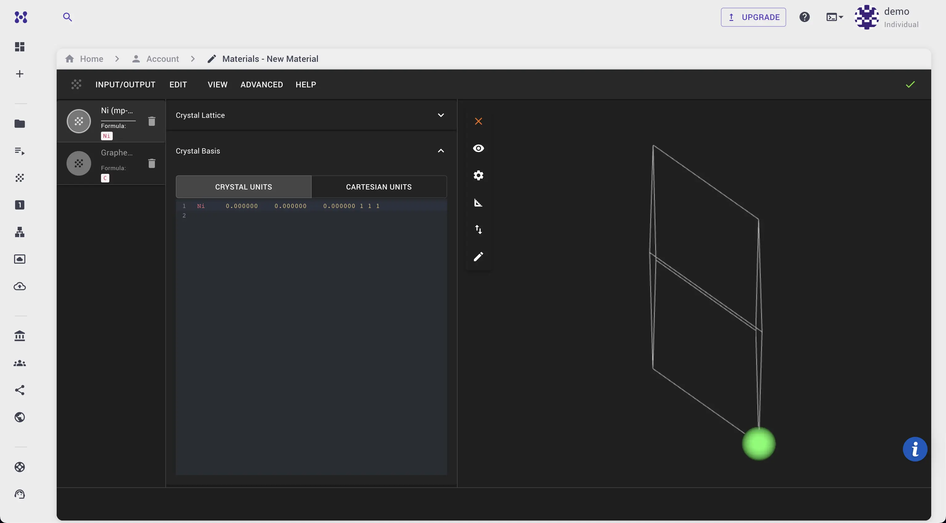 Gr and Ni available in materials list