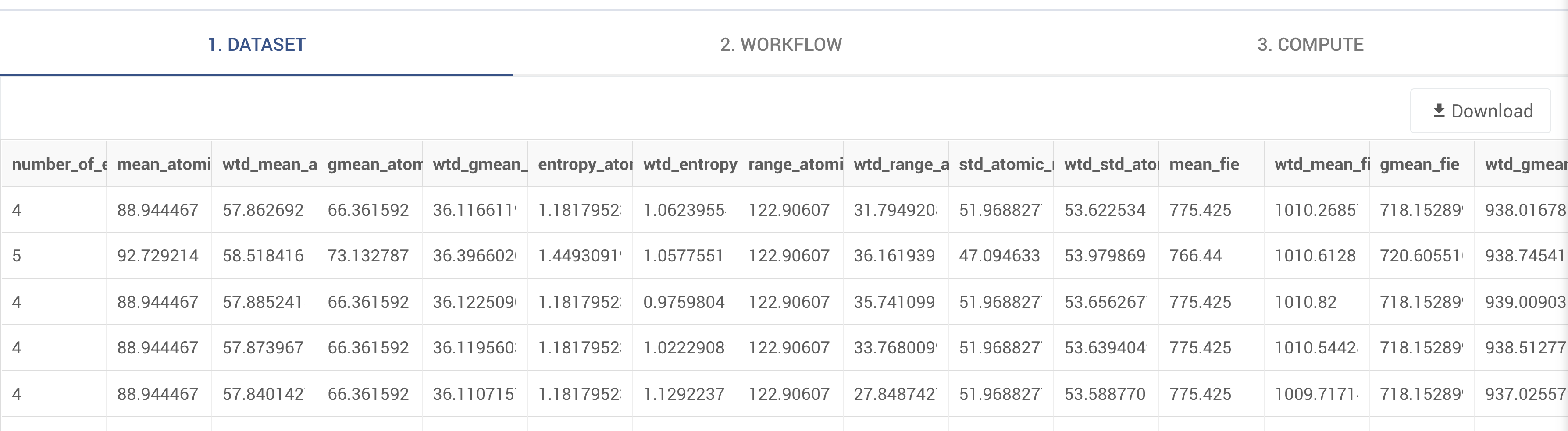 Dataset Tab with Data Dataset Tab with Data Preview