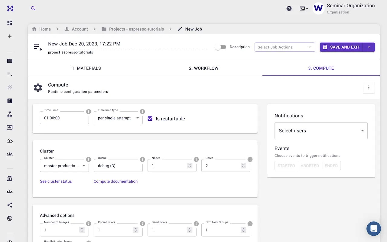 Set compute parameters Set compute parameters