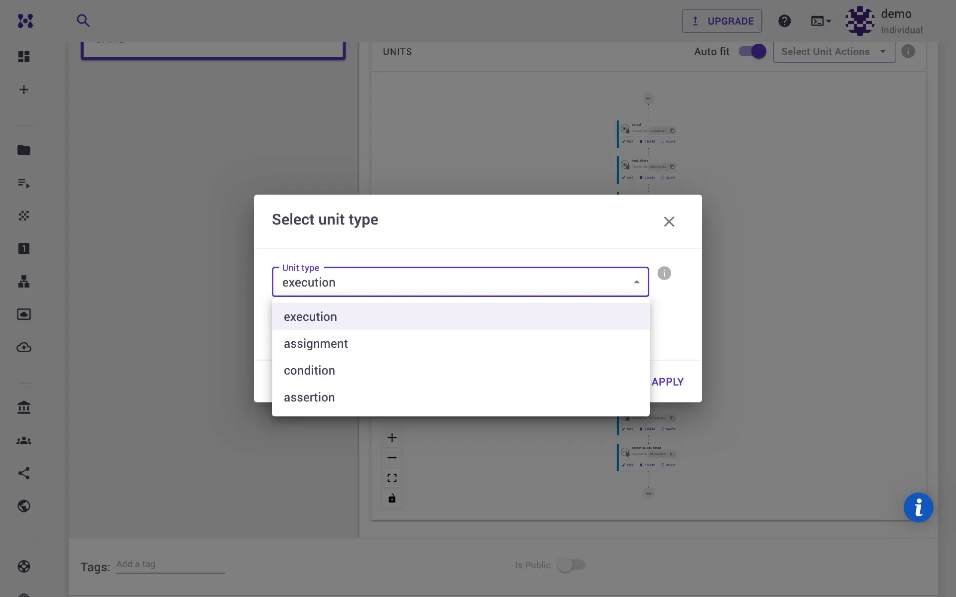 Select unit type Select unit type